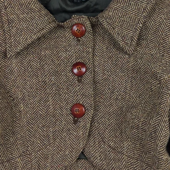 SOLD! Wool Blend Herringbone Bolero Old Fashioned Zara - Picture 5 of 12